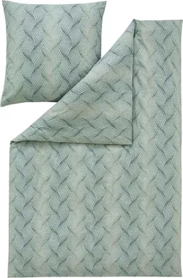 Produktbild von Estella Atelier Edelflanell Bettwäsche-Garnitur SOLARO Farbe alge Größe 135x200 + 80x80 cm
