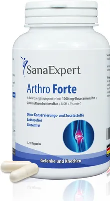 Obrázok produktu pre SanaExpert Arthro Forte, doplnok stravy pre kĺby, kosti, chrupavky s MSM, glukosamín sulfátom, kadidlom, chondroitínom, 120 kapsúl