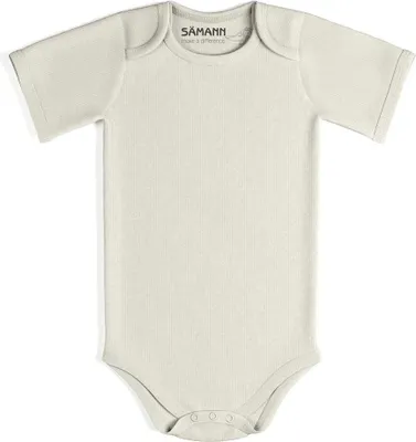 Produktbild von Baby Body aus 100% Baumwolle mit Schlupf-Ausschnitt kurzarm gerippt 0-3 M Coconut Milk
