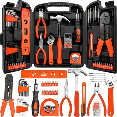Produktbild von KRAFT&DELE | Werkzeugkoffer Gefüllt, 129tlg, Haushalts Werkzeug-Set, Werkzeugkasten mit Schraubendreher Set, Hammer, Zange und Ratsche Steckschlüsselsatz, Werkzeugkiste für Haushalt DIY, Autos, Garage
