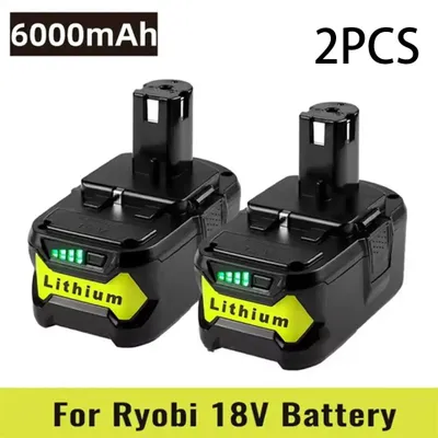 Obrázek produktu pro Náhradní baterie P108 - 18V Li-Ion baterie pro nářadí - 6000mAh - Kompatibilní s modely P107, P108, RB18L50, RB18L40 - Balení 2 kusy - Bez nabíječky