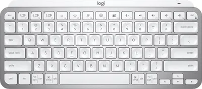 Obrázek produktu pro Logitech MX Keys Mini, Mini, Bezdrátový, RF bezdrátové + Bluetooth, Nůžkový spínač, QWERTY, Šedá