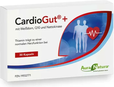 Produktbild von CardioGut Plus – Rote Beete Kapseln mit Nattokinase, Coenzym Q10, Vitamin B1 & Weißdorn – Herz & Kreislauf Unterstützung | 30 vegane Kapseln & Hergestellt in Deutschland