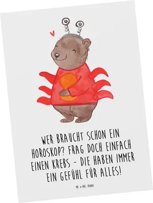 Produktbild von Mr. & Mrs. Panda Postkarte Krebs Gefühl - Weiß - Geschenk, Einfühlungsvermögen, Fotokarte, die haben immer ein für alles, Postkarten, Horoskop, Grußkarte, Ansichtskarten