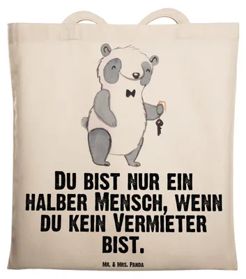 Produktbild von Mr. & Mrs. Panda Uni Tasche Vermieter Herz - Transparent - Geschenk, Schultasche, Laptoptasche, Tote Bag, Stoffbeutel, Jutebeutel
