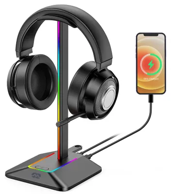 Obrázek produktu pro Stojan na sluchátka MOZOS D12 RGB LED, určený pro sluchátka s uzavřenými mušlemi