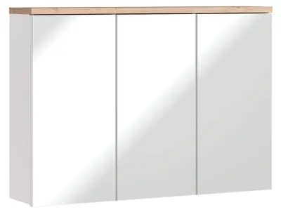Produktbild von Badezimmerschrank Mit Spiegel 100 Cm Weiß Modern 3 Türen