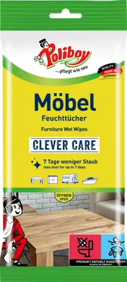 Obrázek produktu pro Vlhčené ubrousky na nábytek Poliboy Clever Care v balení 24 ubrousků