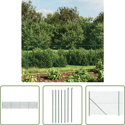 Produktbild von The Living Store Maschendrahtzaun mit Bodenflansch Grün 1,4x10 m