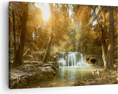 Produktbild von Bild auf Leinwand - Leinwandbild - Park Wasserfall Wasser - 70x50cm - Wand Bild - Wanddeko - Leinwanddruck - Bilder - Kunstdruck - Wanddekoration - Leinwand bilder - Wandkunst - AA70x50-3789