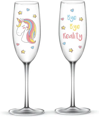 Produktbild von EinhornLiebe - Sektgläser Set - Einhorn Glas Bye Bye Reality (2 Stück) Proseccogläser Gläser