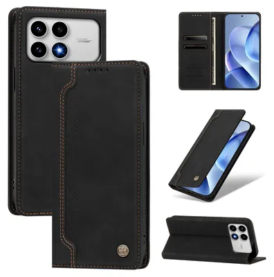 Obrázek produktu pro Pouzdro pro Xiaomi Poco F8 Pro/Redmi K90,Polyuretankožené peněženkové flipové pouzdro s přihrádkami na karty a stojánkem Černá