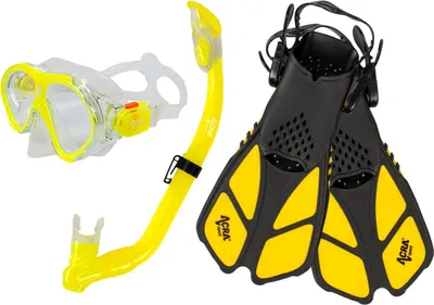 Produktbild von ACRA Kinder Schnorchel Set 3in1, Gelb, Maske, Schnorchel und Flossen 32-35