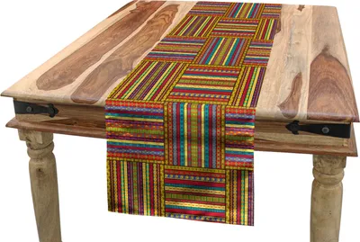 Obrázek produktu pro ABAKUHAUS Afrika ubrus, Artwork Borders, jídelna kuchyně obdélníkový dekorativní ubrus, 40 x 180 cm, vícebarevný