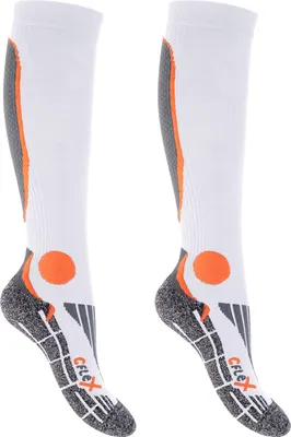 Produktbild von CFLEX Herren & Damen Running Kompressions Strümpfe (2 Paar), Sport Kniestrümpfe - Weiss-Orange 43-46