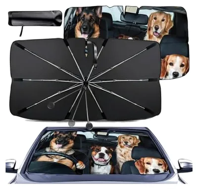 Produktbild von Sonnenschutz für die Auto-Frontscheibe, Faltbarer Sonnenschirm für Windschutzscheibe 140 x 79 cm, UV-Schutz für die meisten Fahrzeuge, SUVs und Lkw