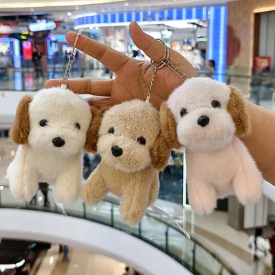 Produktbild von Teddyhund-Plüsch-Schlüsselanhänger, niedlicher Hund-Taschenanhänger, Plüschtier für Greifautomaten