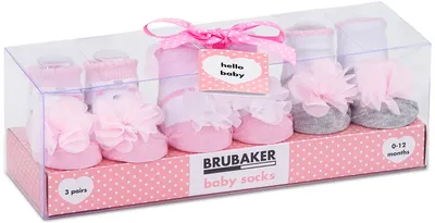 Produktbild von BRUBAKER 3 Paar Babysocken Mädchen 0-12 Monate - in Geschenkverpackung