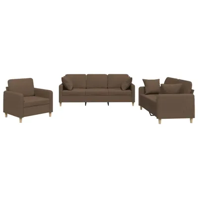 Productafbeelding van 3-delige Loungeset met kussens stof bruin