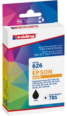 Produktbild von Edding EDD-626, Hohe (XL-) Ausbeute, Schwarz, 12 ml, 1 Stück(e), 785 Seiten, Multipack