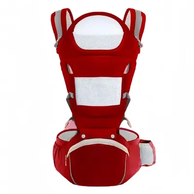 Produktbild von 3-in-1 Babytrage, Hüftsitz, Multifunktion, große Tasche, 15 Trageweisen, ergonomisch, abnehmbare Rückenstütze, Rot