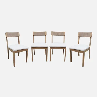 Immagine prodotto di Set 4 sedie da giardino in acacia e corda, Marrone naturale