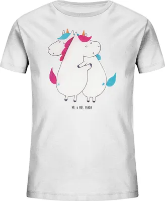 Produktbild von Mr. & Mrs. Panda Kleinkinder T-Shirt Einhörner Umarmen 12-14 Jahre (152/164) - Weiß - Geschenk, Kindershirt, Freundin, Familie, Sister, Unicorn, Kinder Baumwollshirt