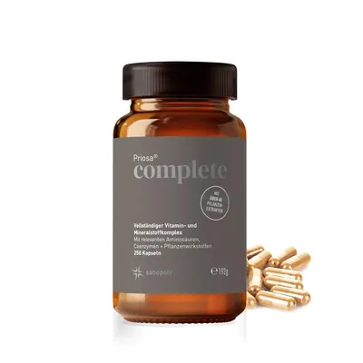 Produktbild von Sanopoly Priosa® complete | 250 Kapseln | alle Vitamine und Mineralstoffe | vegan