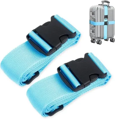 Produktbild von Verstelbare Kofferbanden - Antislip - 2 Stücke - Blauw - 5 x 200 cm