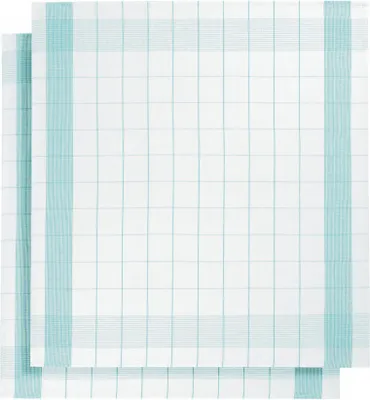 Produktbild von küchenhandtuch 65x65 cm Baumwolle/Leinen weiß/mintblau 2 Stück