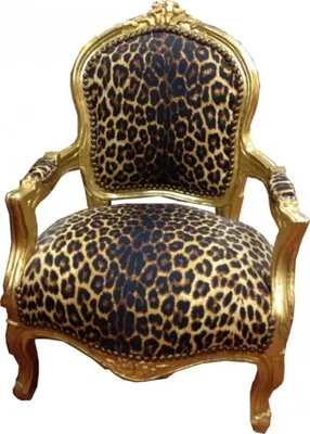 Produktbild von Casa Padrino Barock Kinder Stuhl Leopard/Gold - Sessel - Armlehnstuhl