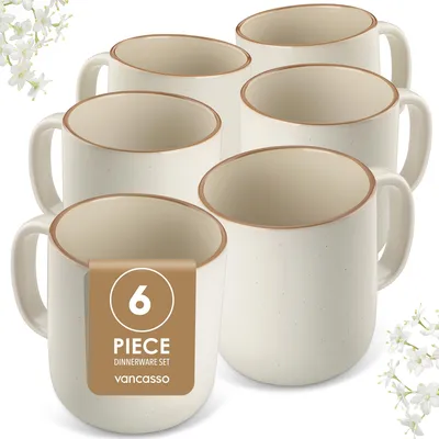 Kaffeetassen-Set 6-teilig, 480 ml, Steingut, mit Henkel, modern