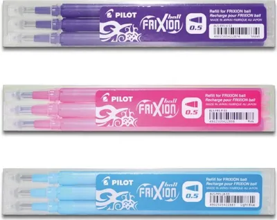 Produktbild von Pilot Frixion Ball Ersatzminen 0.5 violett, pink, hellblau - 9er-Set