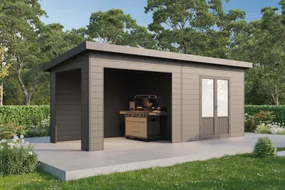 Produktbild von Finnhaus Wolff WPC Gerätehaus Tona 6024 28 Anthrazit Gerätehaus aus Holz/Kunststoff in Anthrazitgrau, Geräteschrank mit 28 mm Wandstärke inklusive Schleppdach Gartenhaus