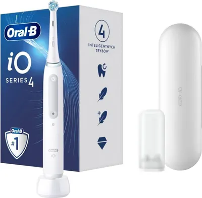 Produktbild von Oral-B iO SERIES 4 BLANC, Erwachsener, Rotierende Zahnbürste, Tiefenreinigung, Weich, Super sensitive, Whitening, Weiß, 4 x 30 sec, Weiß