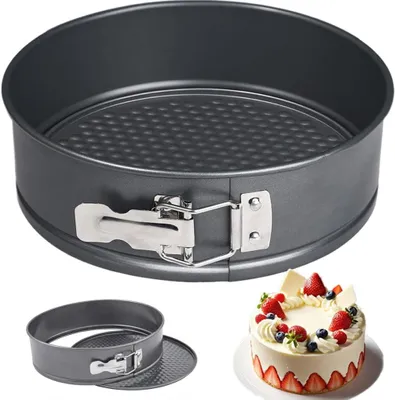 Imagen del producto de Molde desmontable redondo, con revestimiento antiadherente, de 20 cm, ideal para hornear pasteles