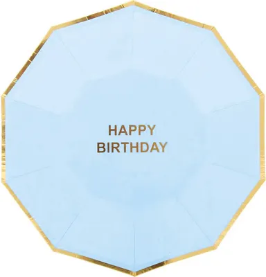 Produktbild von Pappteller, 18 cm, Happy Birthday, 6er Packung, Hellblau