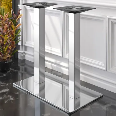 Produktbild von MADRID | Bistro Doppel Stehtischgestell | Edelstahl | Höhe: 104 cm | Säule: 6 x 6 cm | Bodenplatte: 40 x 70 cm | Gastro Stehtischgestell, Stehtischgestell Edelstahl