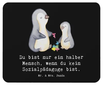 Produktbild von Mr. & Mrs. Panda Mouse Pad Sozialpädagoge Herz - Schwarz - Geschenk, computer mauspad, pc mausunterlage, mousepad