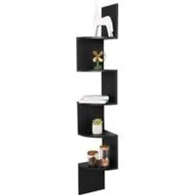 Produktbild von Zigzag-Hoekplank aus Metall - 5 Ebenen - Modern - Schwarz - für Dekoration & Aufbewahrung - einfache Montage
