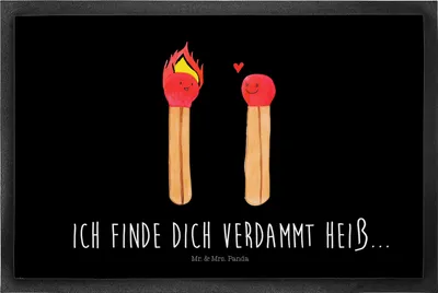 Produktbild von Mr. & Mrs. Panda Abtreter Streichhölzer 60 x 90 cm - Schwarz - Geschenk, Liebesgeschenk, Schmutzmatte, Freundin, Schmutzfangmatte, Fußabstreifer, Türmatte, Liebesbeweis