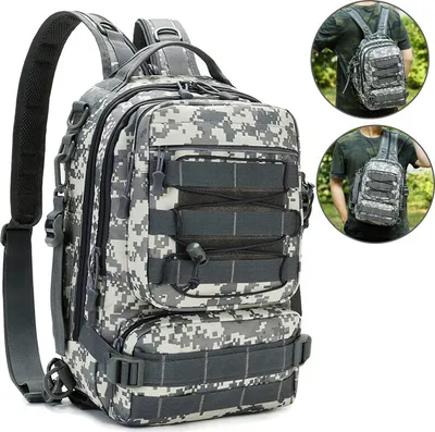 Image de Sac de rangement du matériel de pêche Sac à dos d'épaule extérieur multifonctionnel Résistant aux éraflures avec porte-canne, Blanc Gris