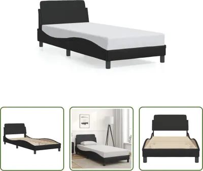 Produktbild von The Living Store Bettgestell mit Kopfteil Schwarz 80x200 cm Kunstleder