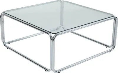 Immagine prodotto di Tavolino quadrato L90 cm in metallo e vetro trasparente - Oviala Lewis