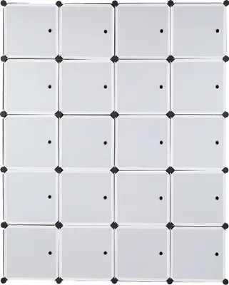 Produktbild von FCH Kleiderschrank mit 4 Kleiderstangen, DIY Baukastensystem, Steckböden, tiefe Ausführung, 5 Ebenen mit 20 Fächern, 142*47*178cm, weiße Tür und schwarzer Korpus