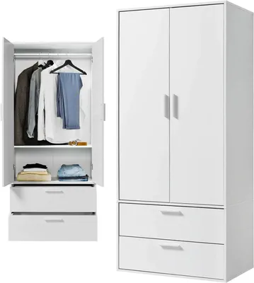 Image de Armoire - Rangement - Rangement de vêtements - Système extensible - 80x180x51 cm - Blanc