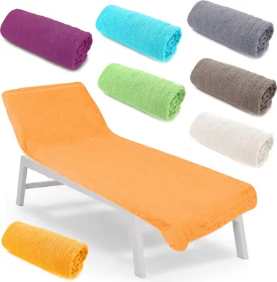 Produktbild von heimtexland ® Liegestuhlauflage Frottier Schonbezug Liege Strand Schwimmbad Sauna Hygiene Handtuch Frottee Typ772 Orange