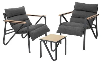 Obrázek produktu pro Sada zahradního nábytku ML-Design, 3dílná, antracitově šedá, terasový nábytek se 2 židlemi, stolem a sedacími polštáři, balkonový nábytek odolný proti povětrnostním vlivům, ocelová konstrukce, zahradní sedací souprava