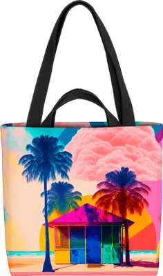 Produktbild von VOID Strandhaus Meer Palmen Tasche 33x33x14cm,15l Einkaufs-Beutel Shopper Einkaufs-Tasche Bag