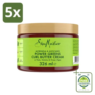 Imagen del producto de 5 unidades de crema para rizos SheaMoisture, con extracto de moringa y aguacate, 326 ml cada una. Pack grande